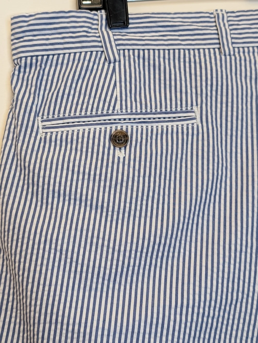 Brooks Brothers Seersucker Stripe Shorts Blue White Classic Preppy Cotton 36